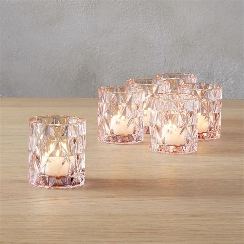 Shop Set Of 6 Betty Pink Tea Light Candle Holders A Modern Angle On A Retro Classic This