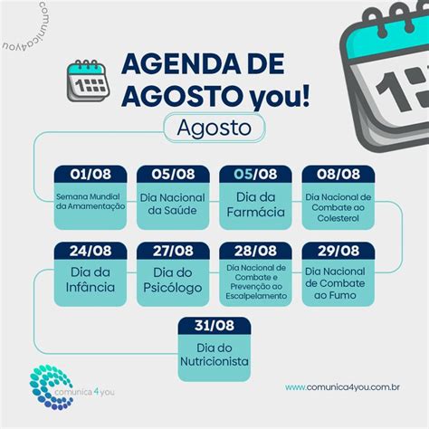 Calendário sazonal para saúde Mês de agosto