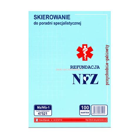 Skierowanie Do Poradni Specjalistycznej Mz Nfz Druki Akcydensowe