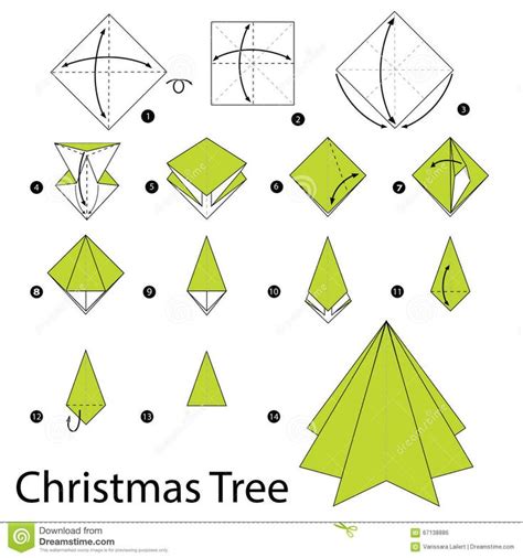 Step By Step Instructions How To Make Origami Christmas Tree. Stock ...