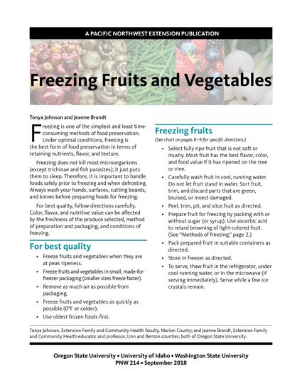 WSU Extension Publications|Freezing Fruits and Vegetables