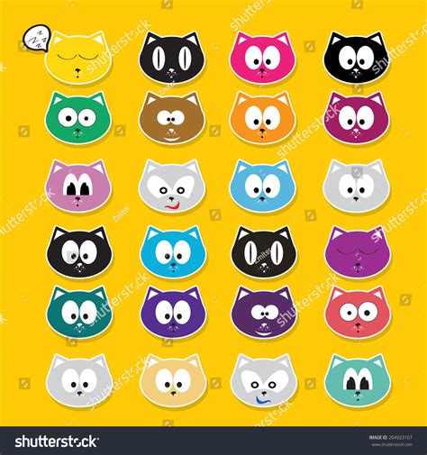 Vector Cartoon Cute Cats Set Stock Vector Royalty Free 204923107