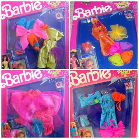 Barbie Dolls Are In Their Packaging With Different Outfits And Hair