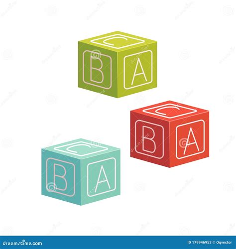 Três Cubos Para Crianças Letras a B C De Cores Diferentes Para Um