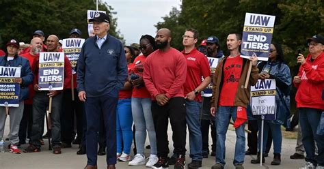 President Joe Biden Attends Picket Line As United Auto Workers Strike