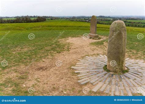 Stone of Destiny at the Hill of Tara in Ireland with a Green Area in ...