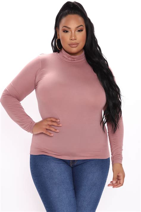 Pamela Turtle Neck Long Sleeve Top Rose Fashion Nova Basic Tops