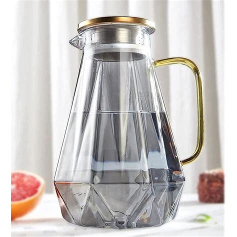 Carafe Eau De Litres Pichet En Verre Design Noir Diamant Moderne