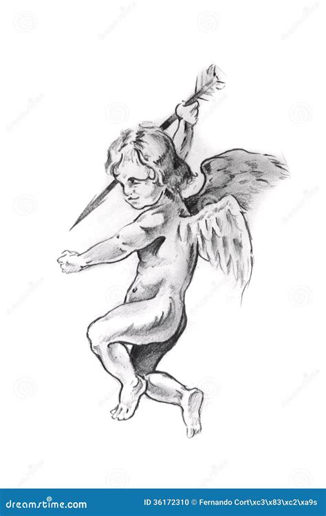 Sketch Of Tattoo Art Cupid Stock Illustration Illustration Of Angel