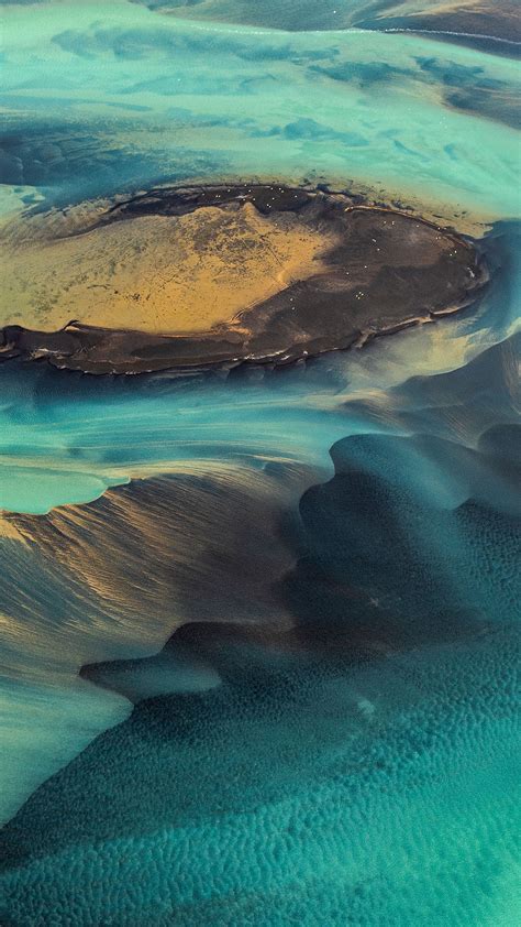 Emerald Colored Glacial Rivers Taken From A Helicopter M Rdalsj Kull