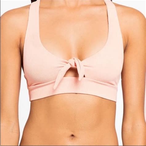 L Space Swim Lspace Tara Pink Ribbed Bow Bikini Top Poshmark