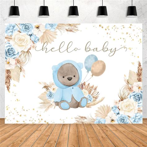 Amazon MAYSSKQ Boho Bear Baby Shower Backdrop Bohemian Pampas