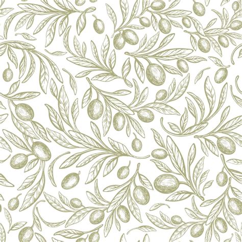 Premium Vector Olive Drawn Seamless Pattern Vector Texture Branch