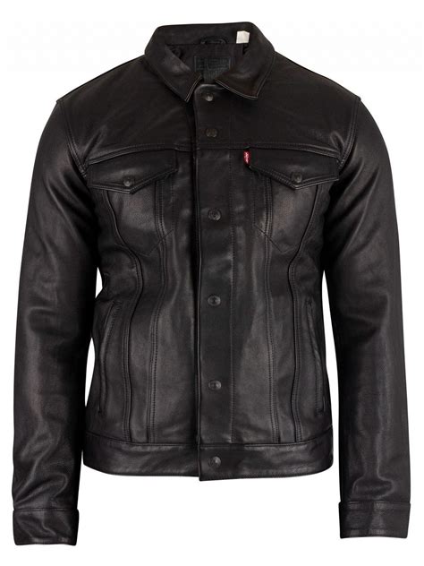 Lyst Levi S Type Black Leather Trucker Jacket In Black For Men