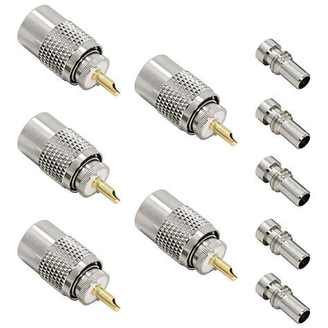 5 Piece PL 259 UHF Male Welding Connector Plug 50Ohm For RG59 RG8