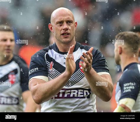 Chris Hill Of England Applauds The Fans During The Rugby League World