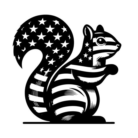 Free American Flag And Squirrel Background Black And White Svg Vector