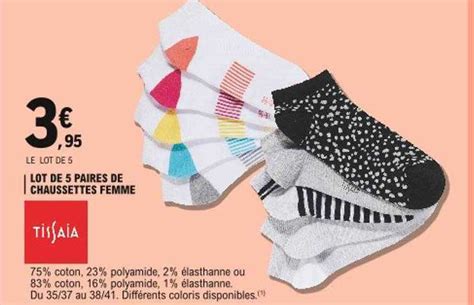 Promo Lot De Paires De Chaussettes Femme Tissaia Chez E Leclerc