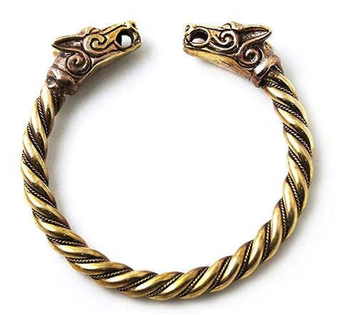 Lynnaround Big Size Bronze Norse Viking Fenrir Wolf Head Twisted Cable