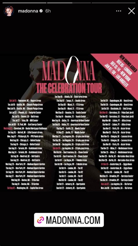 Madonna 2024 Celebration Tour Dates - Tandy Sydney