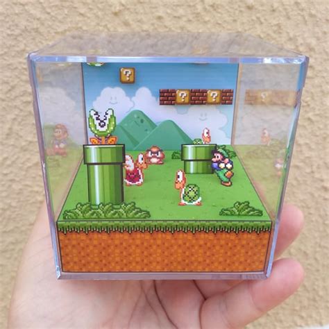 Super Mario Bros All Stars Version 3D Cube Diorama Etsy