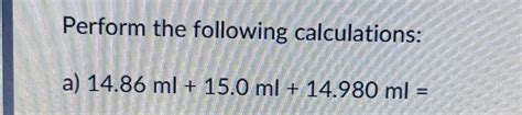 Solved Perform The Following Chegg