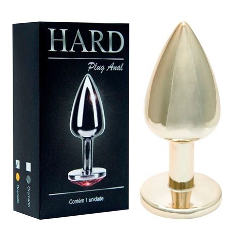 Plug Anal Em Metal M Dio C Nico E Cristal Na Base Dourado Hard