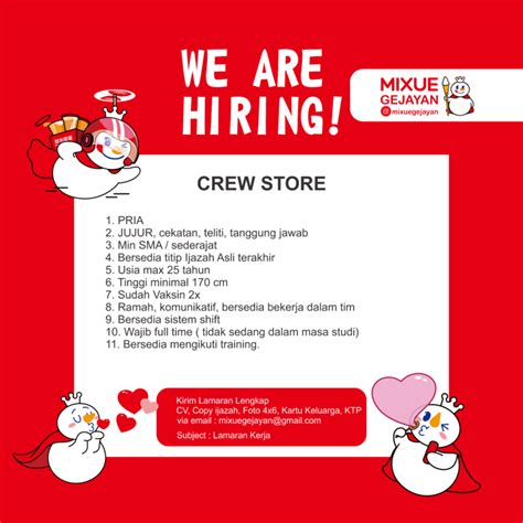 Lowongan Kerja Crew Store Di Mixue Gejayan LokerJogja ID