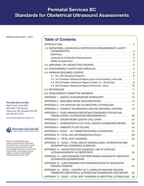 Standards For Obstetrical Ultrasound Assessments