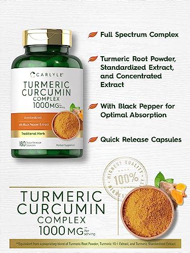 Carlyle Turmeric Curcumin With Black Pepper 1000mg 180 Capsules