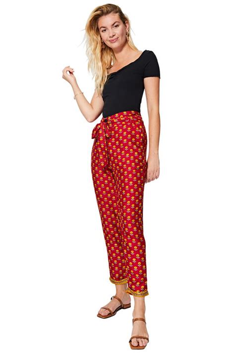 Pantalon Rouge Skinny De Femme T Imprim Fleurs Hippie Chic Torunn