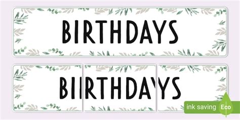 👉 Botanical Themed Birthdays Display Banner Twinkl