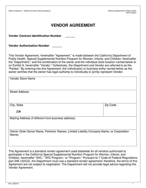 Free Printable Vendor Contract Templates Word Agreements