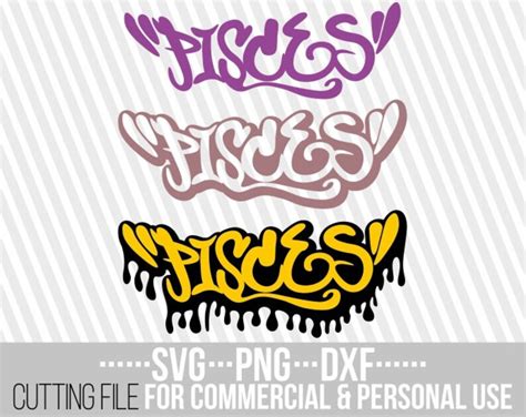 3x Pisces Graffiti Svg Zodiac Sign Svg Horoscope Astrology Etsy