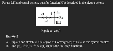 Solved For An Lti And Causal System Transfer Function H S Chegg