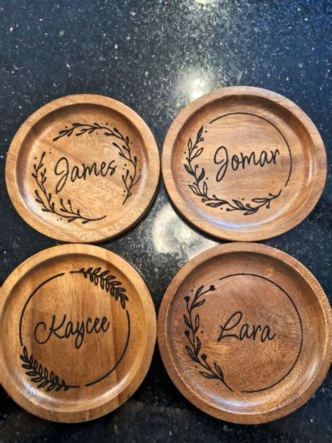 Acacia Wooden Coaster Personalized Laser Engraved Solid Wooden Coaster