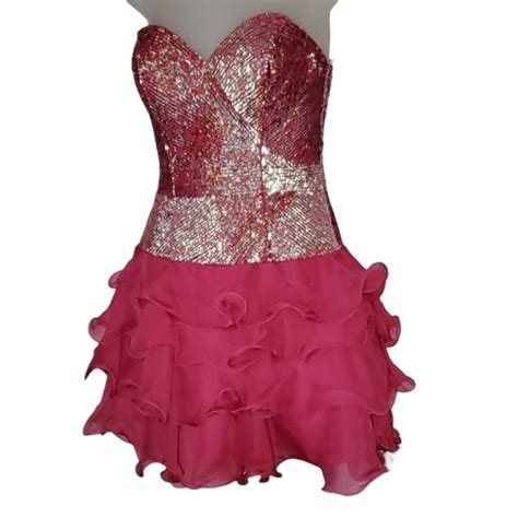 Sherri Hill Dresses Sherri Hill Sparkling Pink Silver Strapless Party Prom Pagent Ruffled