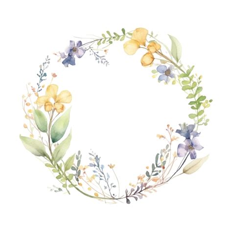 Delicate Floral Wreath Watercolor Design Premium AI Generated Vector