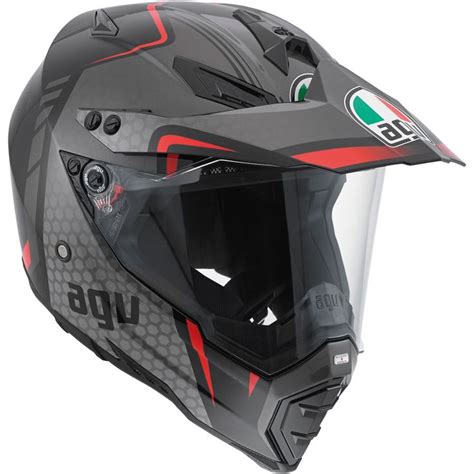 Capacete AGV AX 8 Dual Evo Gloss GT Vermelho Cinza Preto Viseira