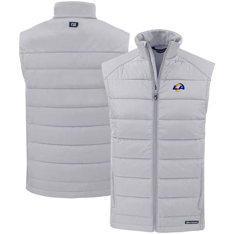 Mens Cutter And Buck Gray Los Angeles Rams Primary Mark Evoke Primaloft