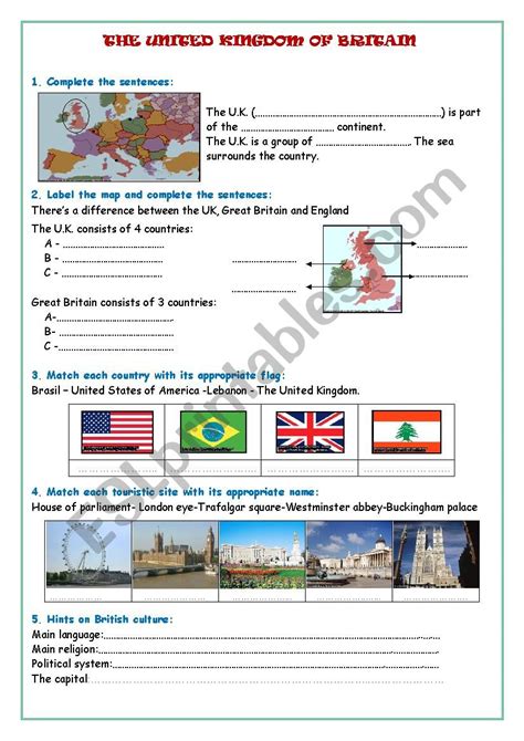 The United Kingdom Esl Worksheet By Chnabmourad