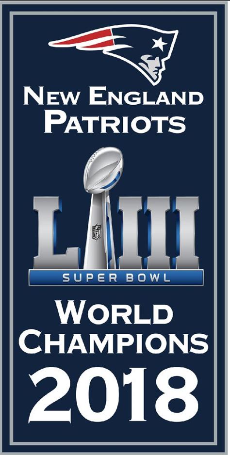 The New England Patriots Super Bowl Logo Is Shown In Blue And White