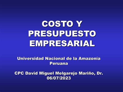 Costo Y Presupuesto Empresarial Maye Udocz