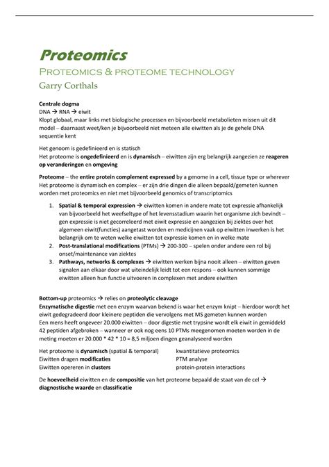 Samenvatting OMICS Proteomics Metabolomics Systeembiologie