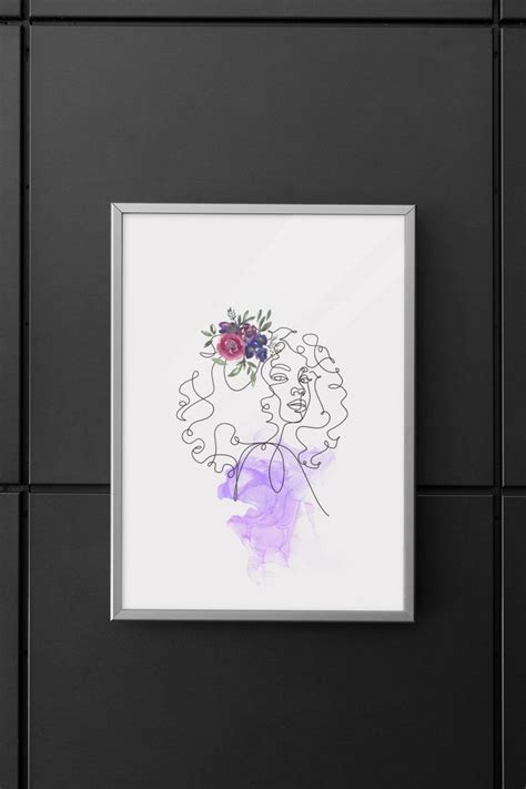 Wildflower Line Art Powerful Women Wall Art Strong Female Etsy Etsy