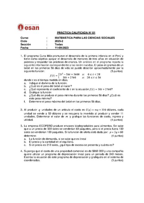 Práctica Calificada 1 2023 2 PRÁCTICA CALIFICADA N 0 1 Curso