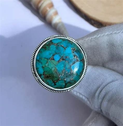 Blue Copper Turquoise Silver Rings at Rs 70 gram तब क टरकइज