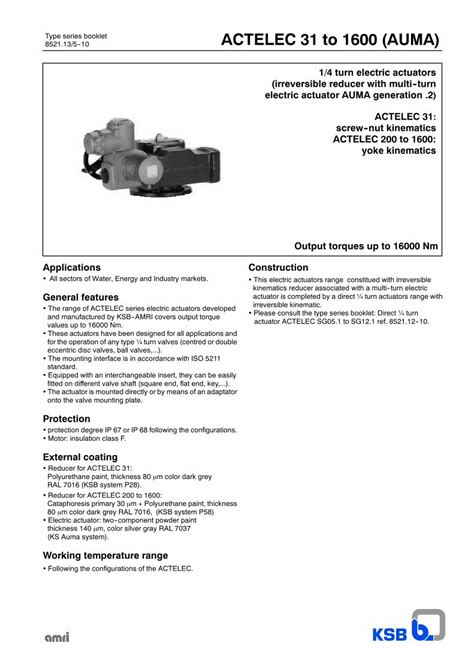 Pdf Turn Electric Actuators Electric Actuator Auma Pdf