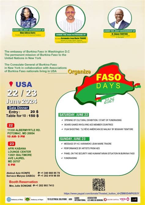 Faso Days Usa Le Flyer En Version Anglaise Ambassade Du Burkina