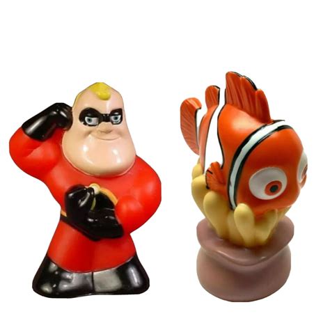 Mr Incredible And Finding Nemo Bath Toy Set Squeeze Play Figure 4 New